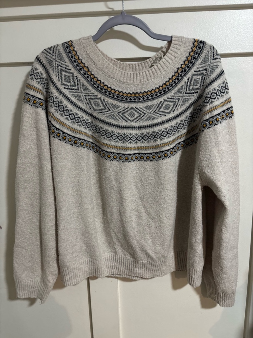 Women's Cream Fair Isle Crewneck Sweater